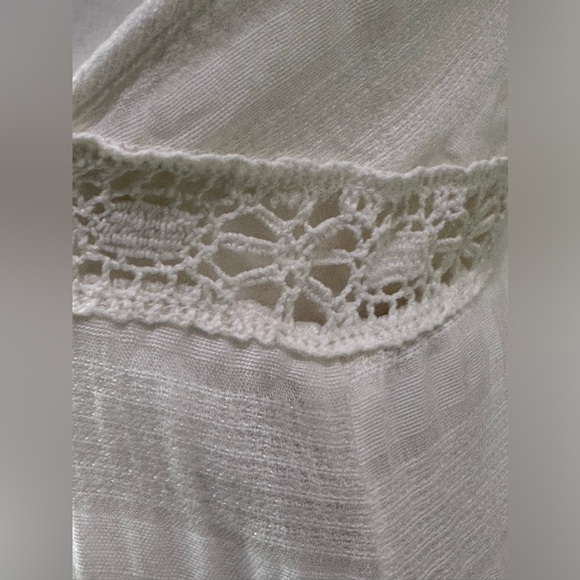 Ella Moss Long White Linen Maxi Halter Summer Dress Lace Detail Size 4 - Picture 10 of 11